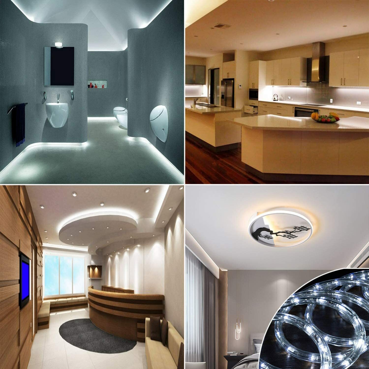 10/25/50/100/150FT Cool White Thick LED Rope Lighting Accent Indoor Outdoor