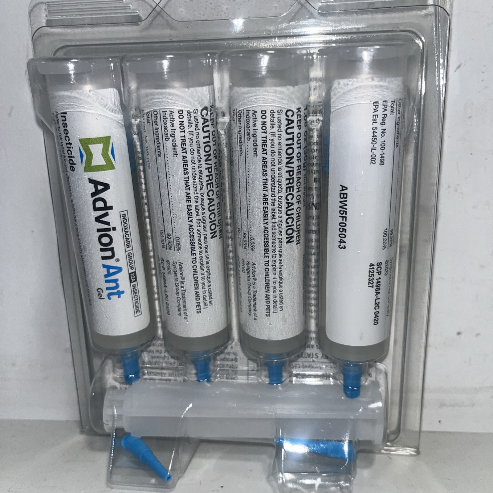 Syngenta Advion Ant Gel Bait 4 Tubes 2 Tips and Plunger.