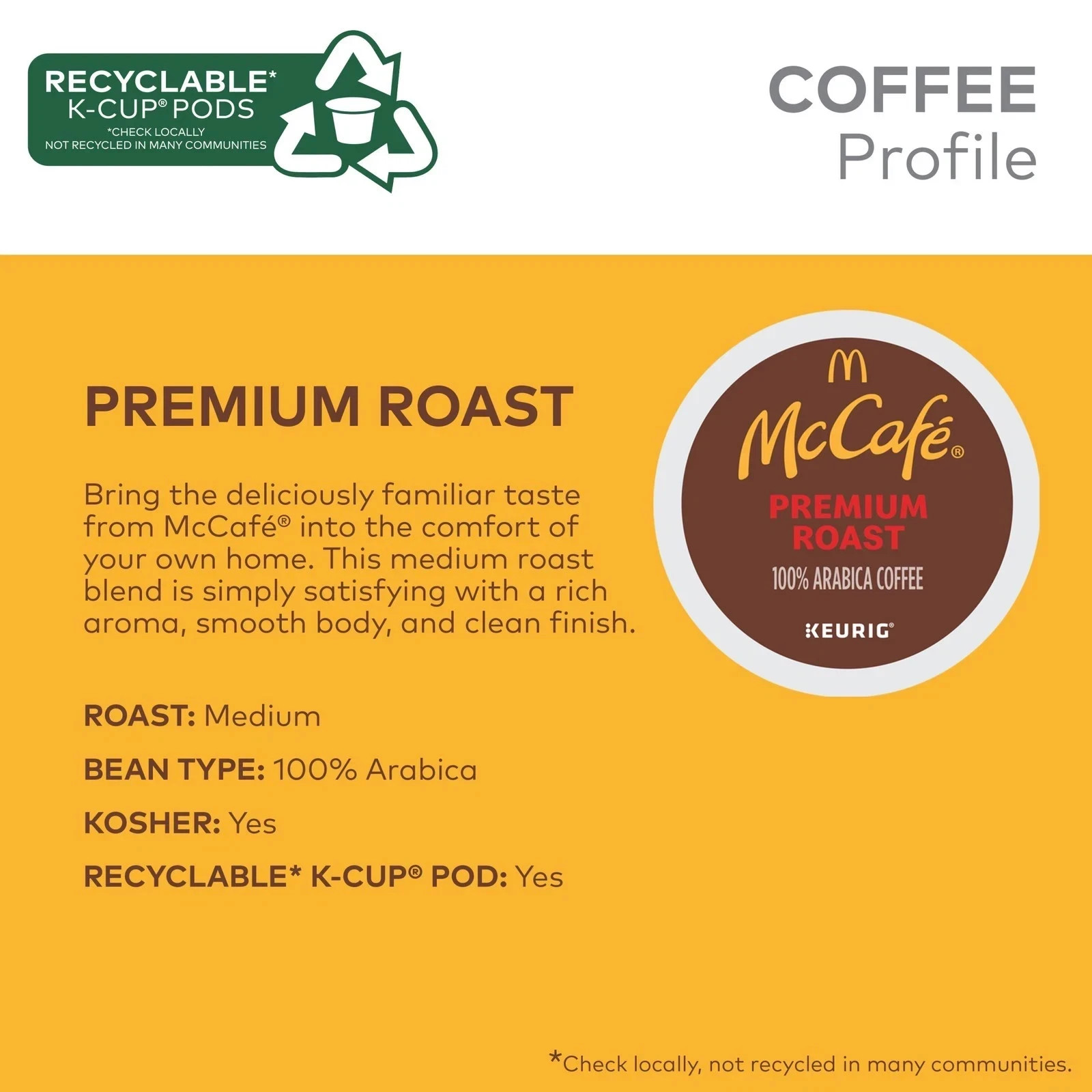 McCafe, Premium Roast Coffee, Keurig Single Serve K-Cup Pods, 96 Count