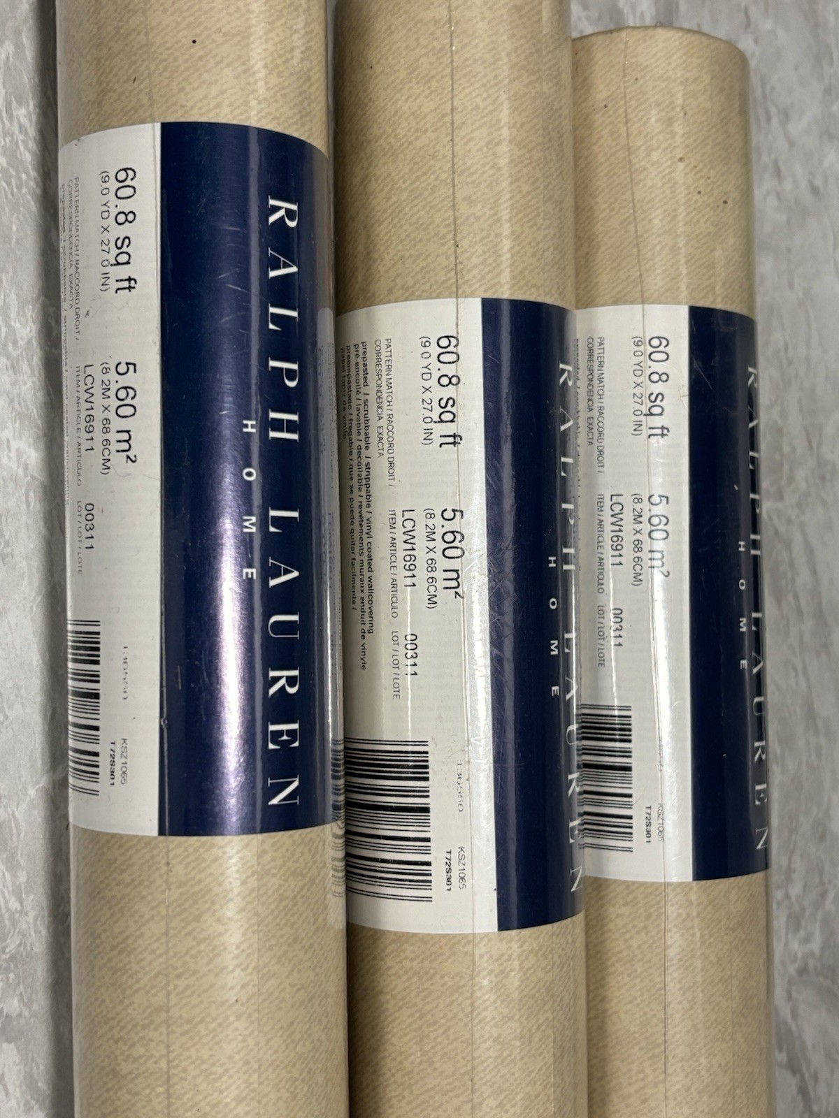 Ralph Lauren Home Solid Beige Wallpaper. 60.8 ft.² 9.0 yards x 27 in Lot of 3