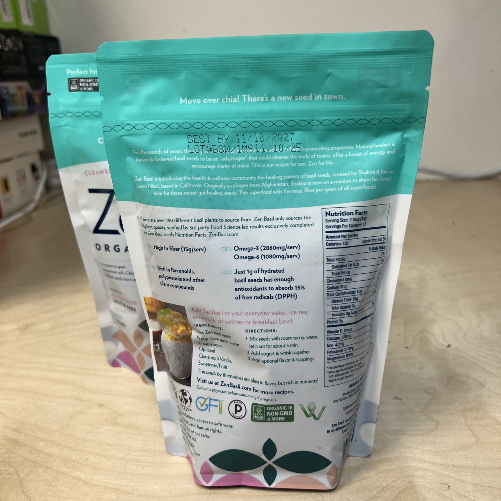Zen Basil Seeds | Edible Basil Seeds USDA Organic, Kosher, Non-GMO, Lectin Set 2