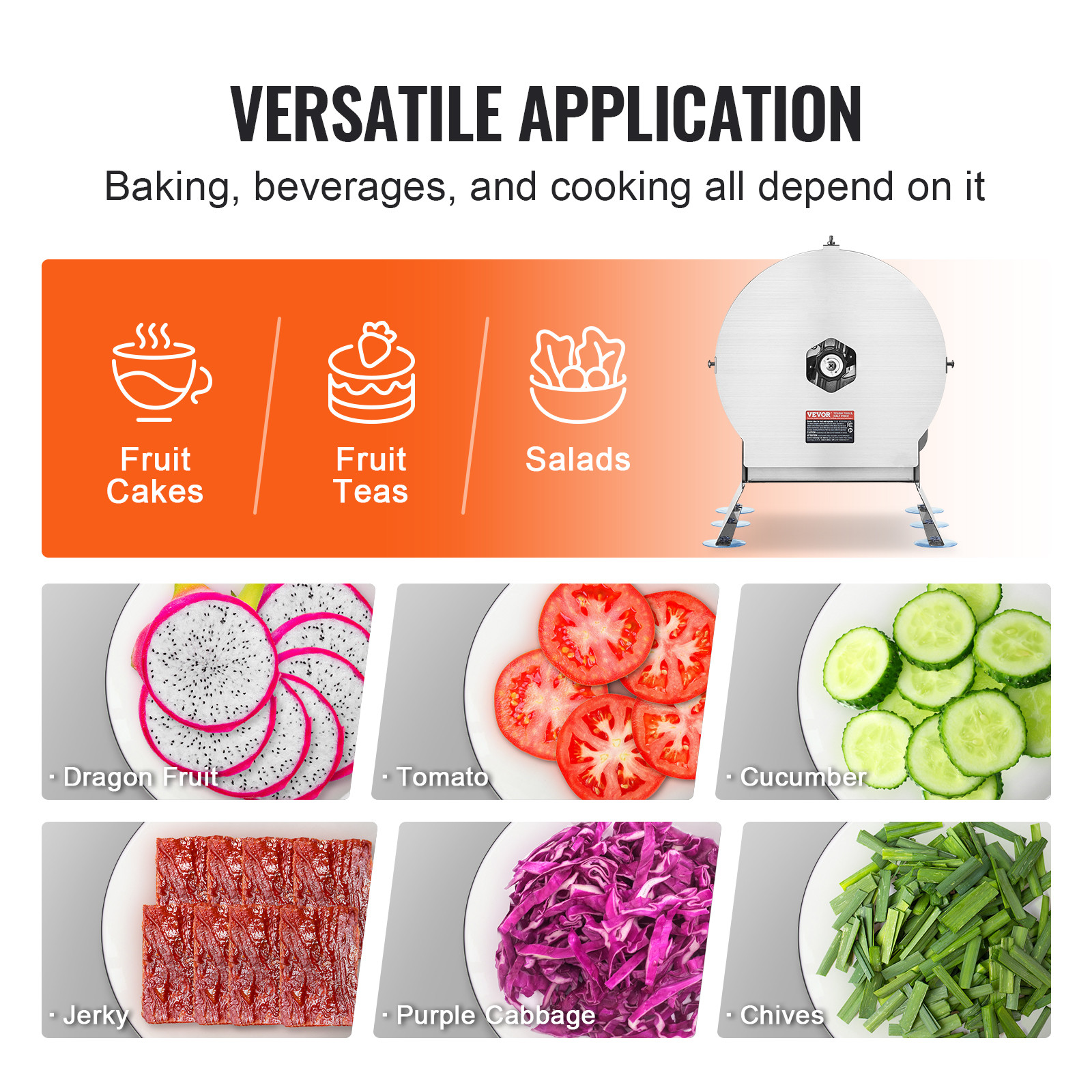 VEVOR Electric Vegetable Slicer 0-0.5in Thickness Adjustable Manual Food Cutter