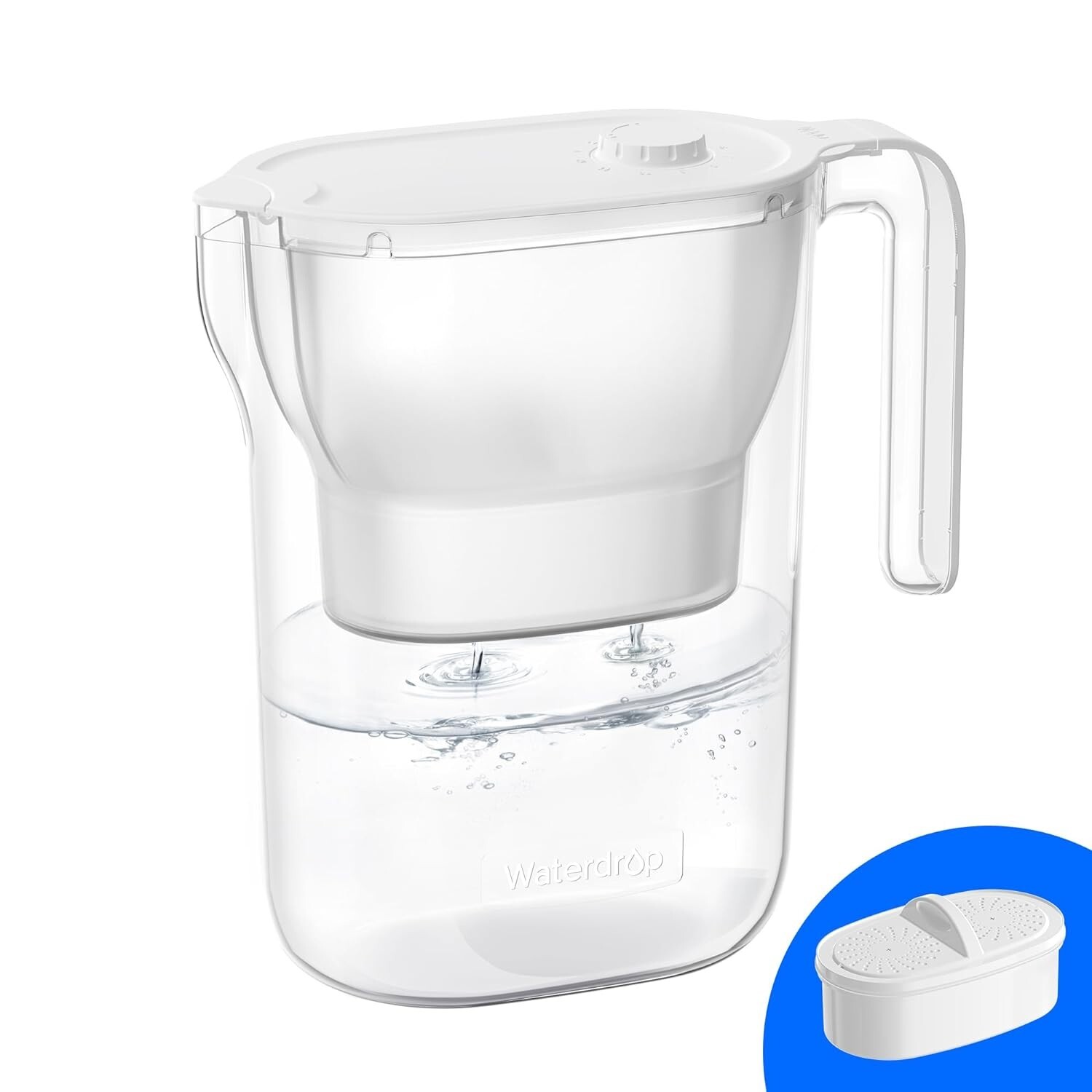 Waterdrop 200-Gallon Long-Life Water Filter Pitcher, NSF Certified,7-Cup, White