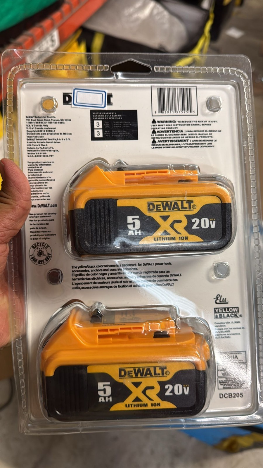 Dewalt Dcb205-2 20-Volt Max Premium Lithium-Ion 5.0Ah, 2 Pack