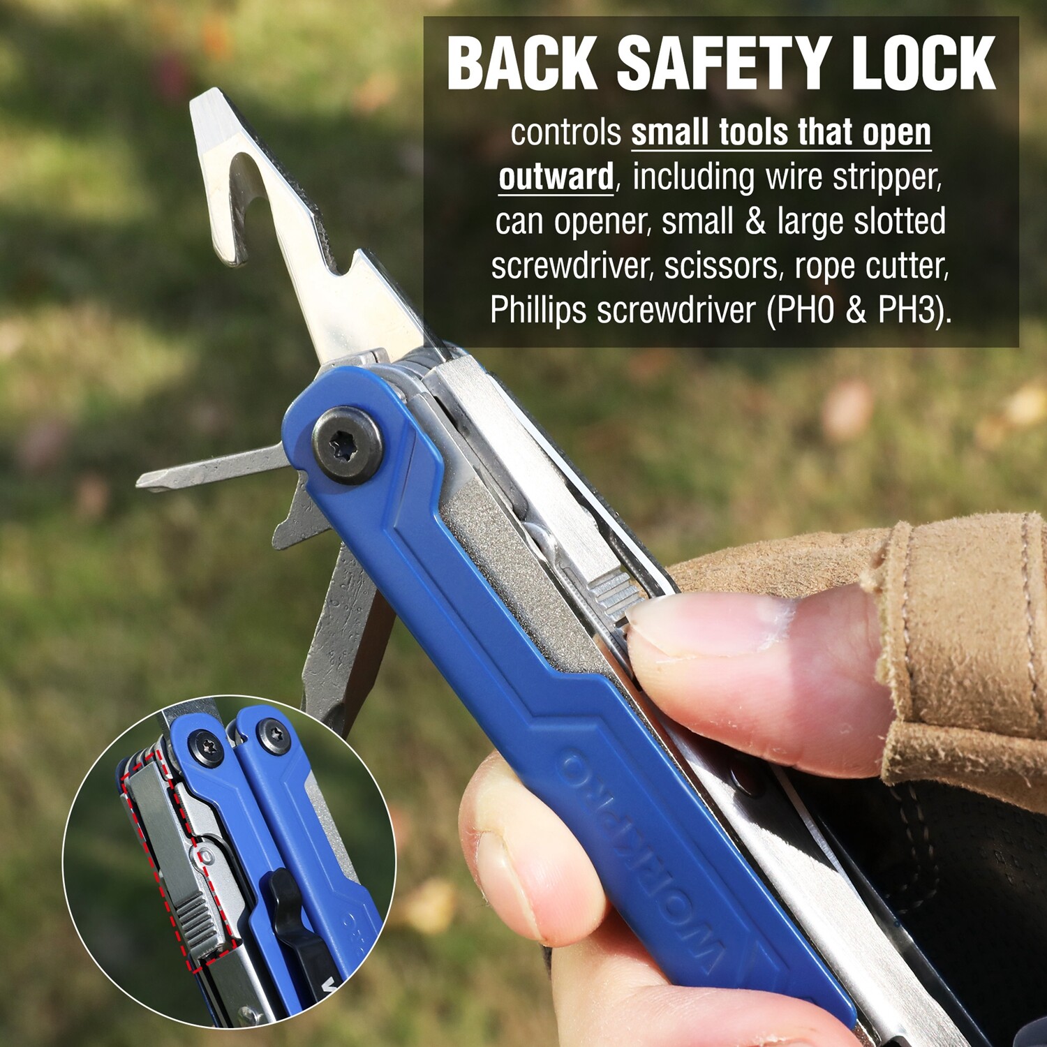 WORKPRO 18-in-1 Stainless Steel Multi Tool Plier with Pocket Knife EDC Multitool