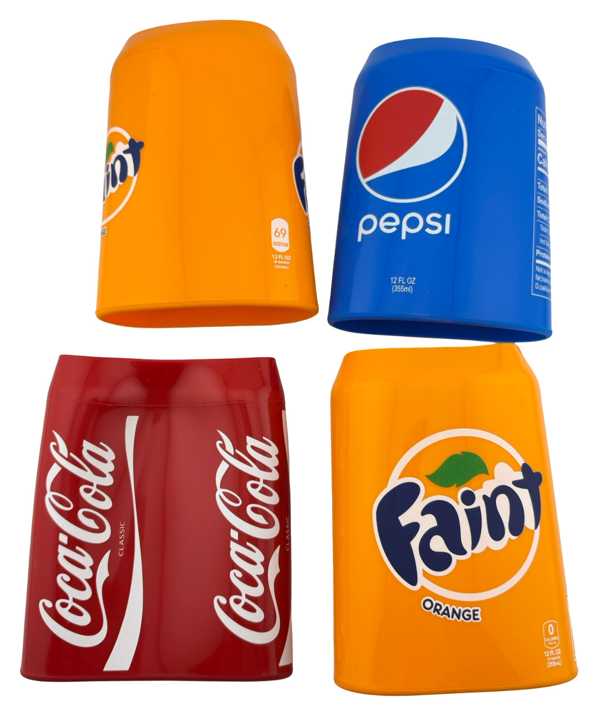 4 Pack Beer Can Covers Silicone Sleeve 12oz 355ml Cola Pepsi Fanta