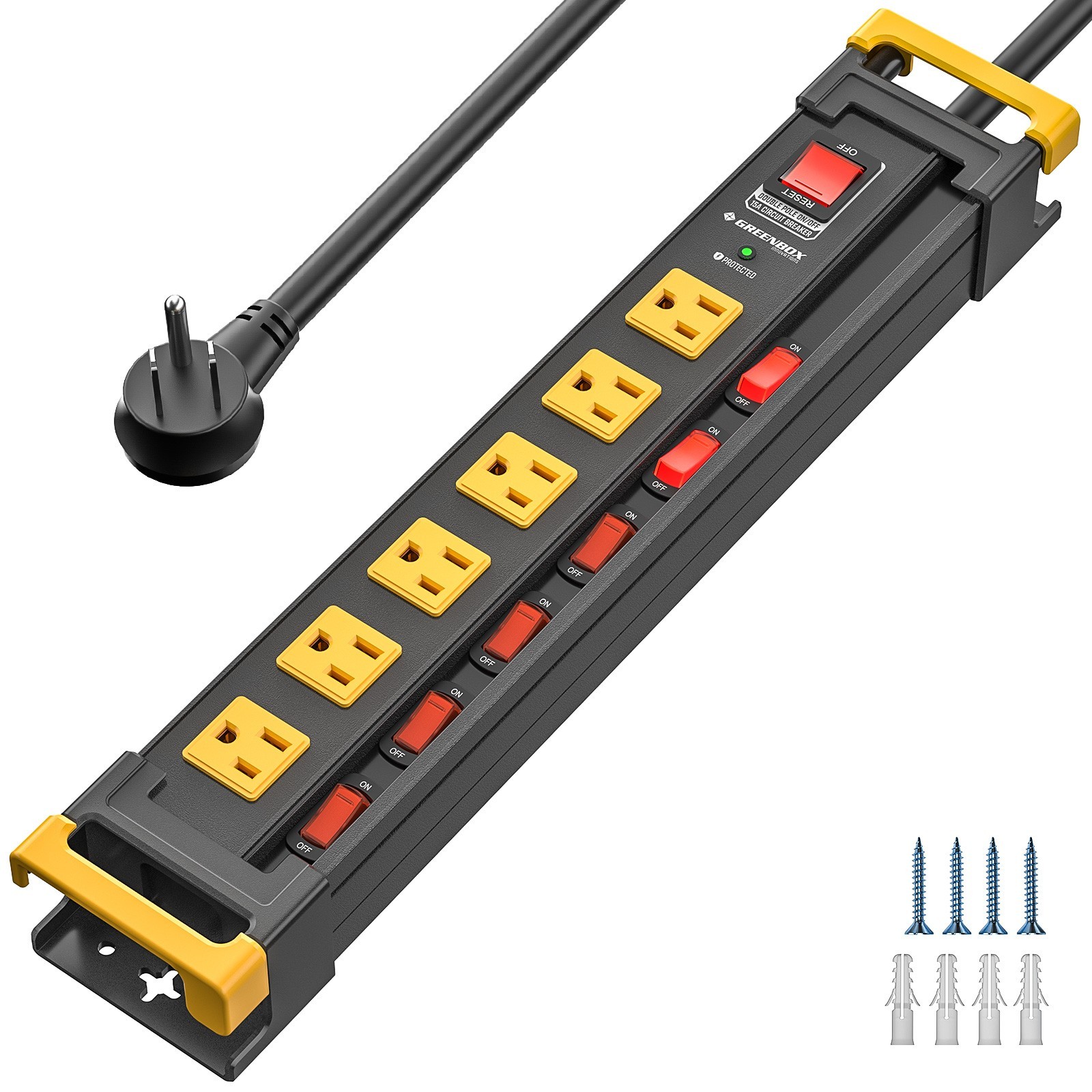 6-10 Outlet Heavy Duty Power Strip with Individual Switches,3300J Surge Protecto