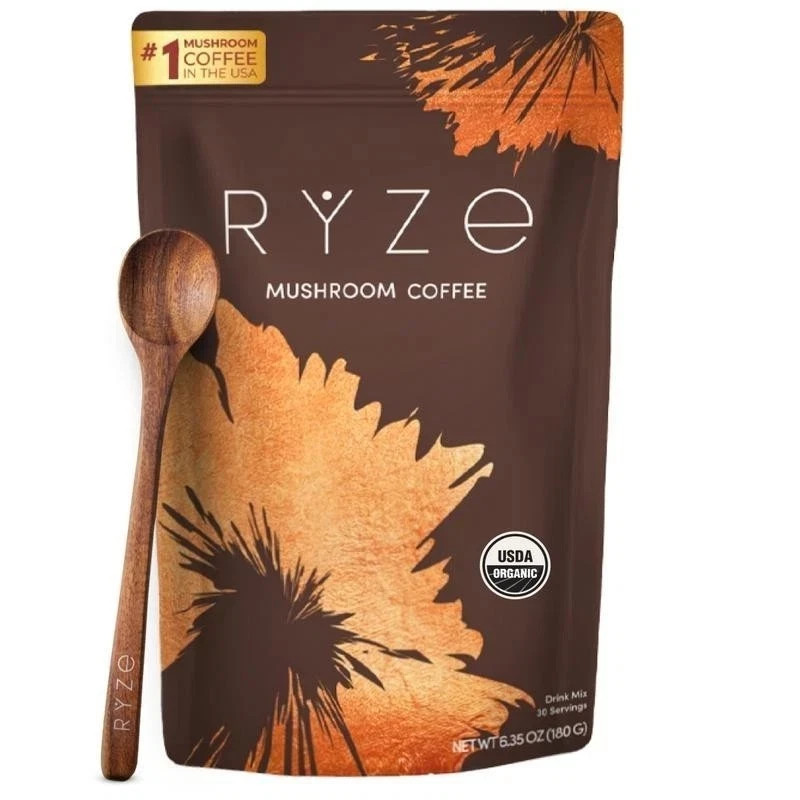 RYZE Organic Mushroom Coffee | 30 Servings | Instant Coffee Free Shipping
