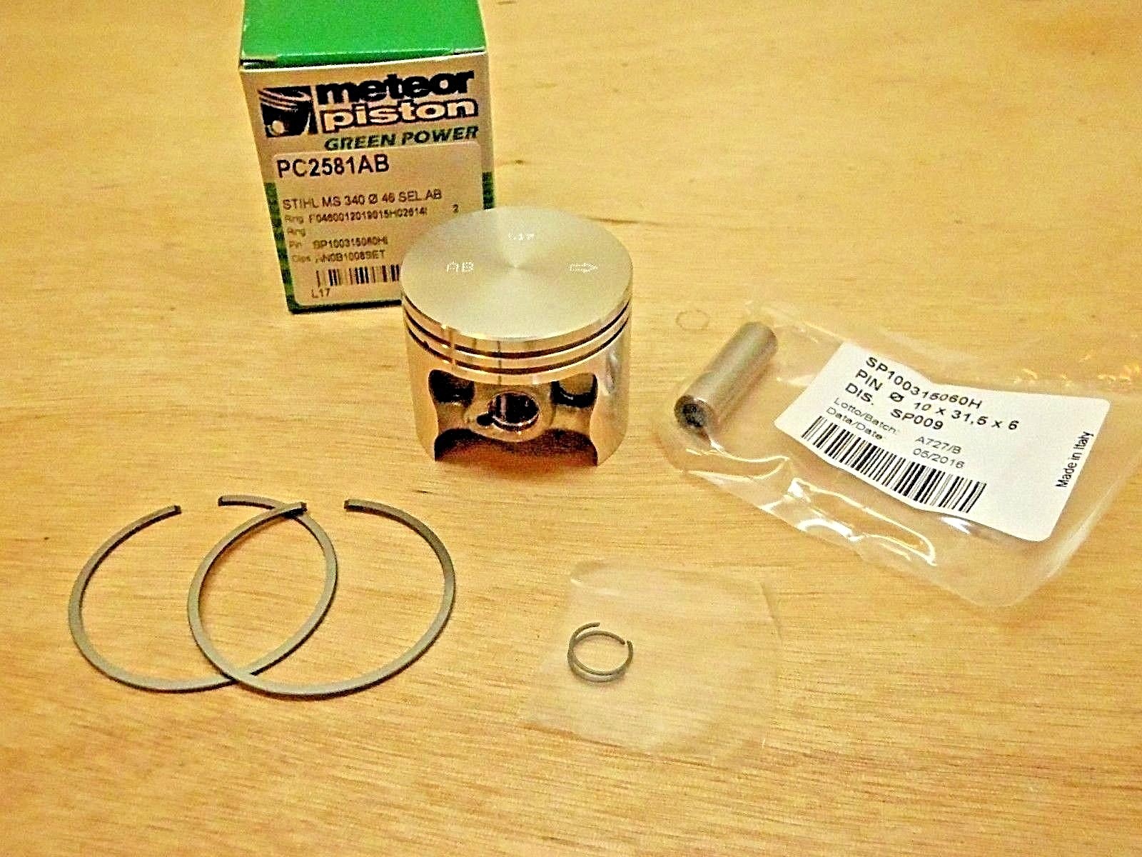 Meteor piston kit for Stihl 034 46mm with Caber rings Italy