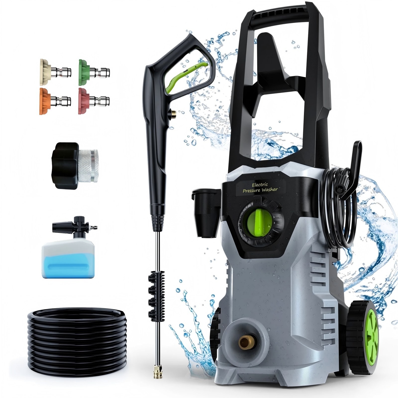 Electric Pressure Washer 5000PSI Max 3.0GPM Portable Power Washer 4 Quick Nozzle