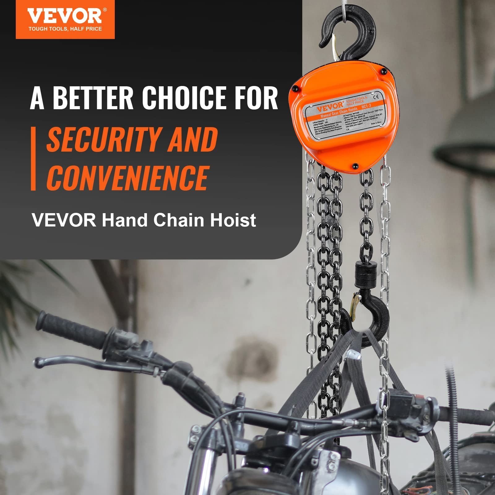 VEVOR Hand Chain Hoist 1 Ton 2200 lbs Capacity 20 FT G80 Steel
