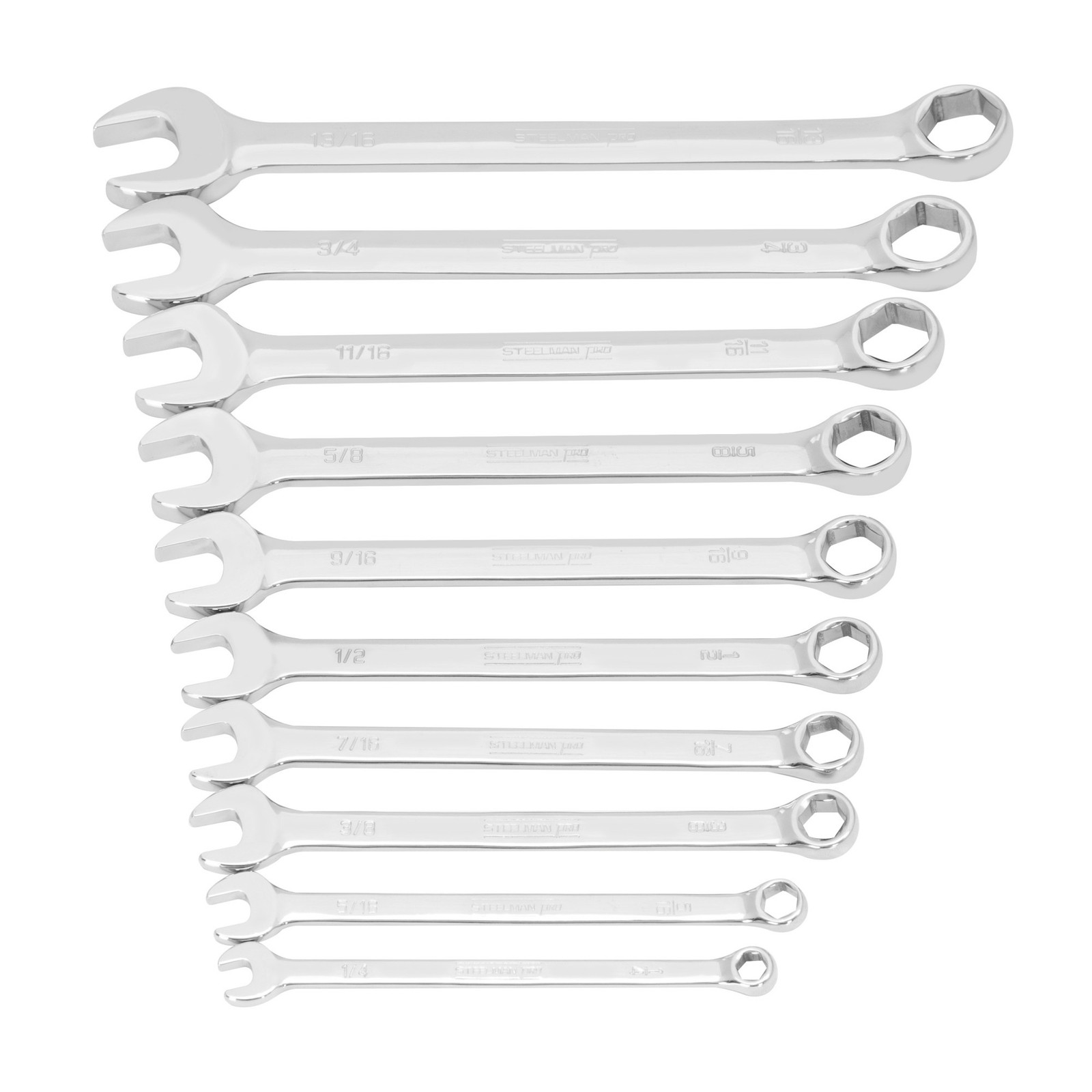 STEELMAN PRO 10-Piece SAE 6-Point Combination Wrench Set, 78536