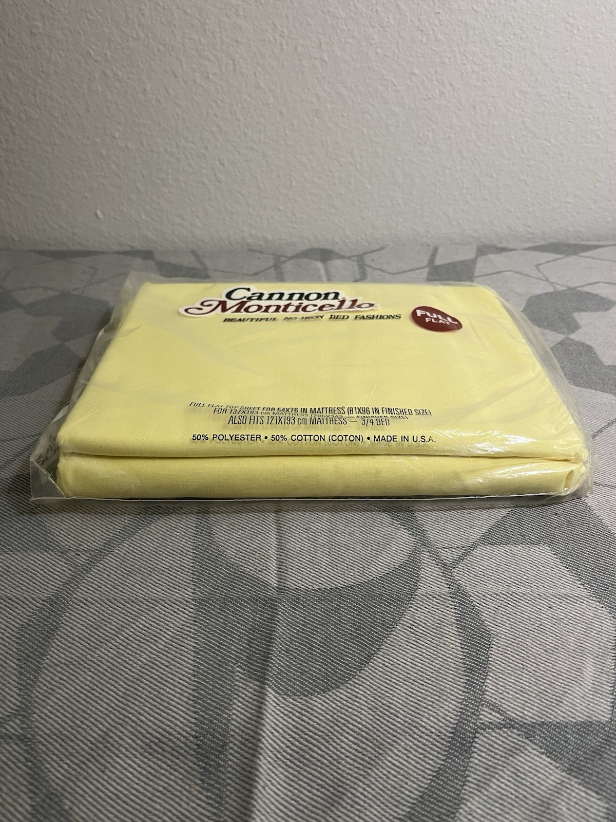 Cannon Monticello – Full Size Flat Top Sheet yellow 54×76 Made In The USA