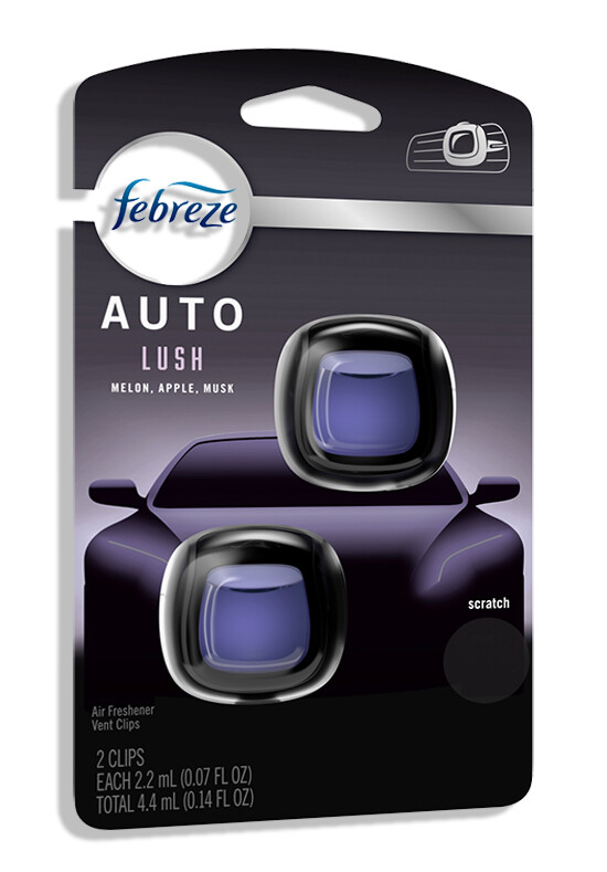 Febreze Car Vent Clip Air Freshener for Up to 30 Days Freshness, 2 Clips, Lush
