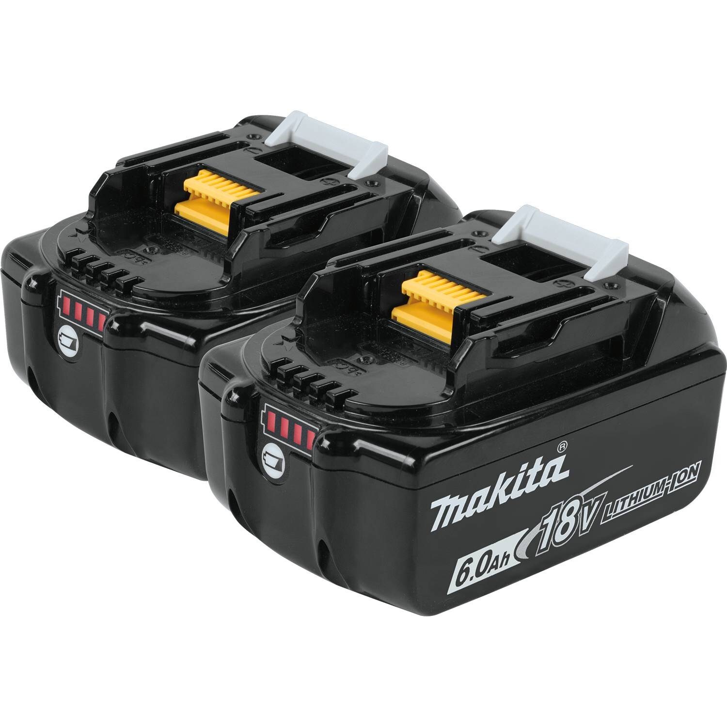 Makita BL1860B-2 18V 6 Ah LXT Li-Ion Battery w/ LED Charge Level Indicator, 2 Pk