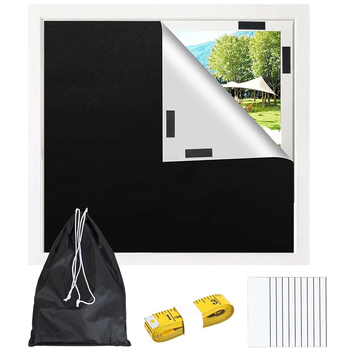 Magnetic Blackout Window Cover 100% Room Darkening Shades Black Out 57in x 40in