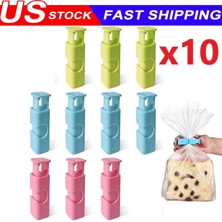 10PCS Bread Bag Clips Reusable Tie Storage Sealing Snack Fridge Freezer Fresh US