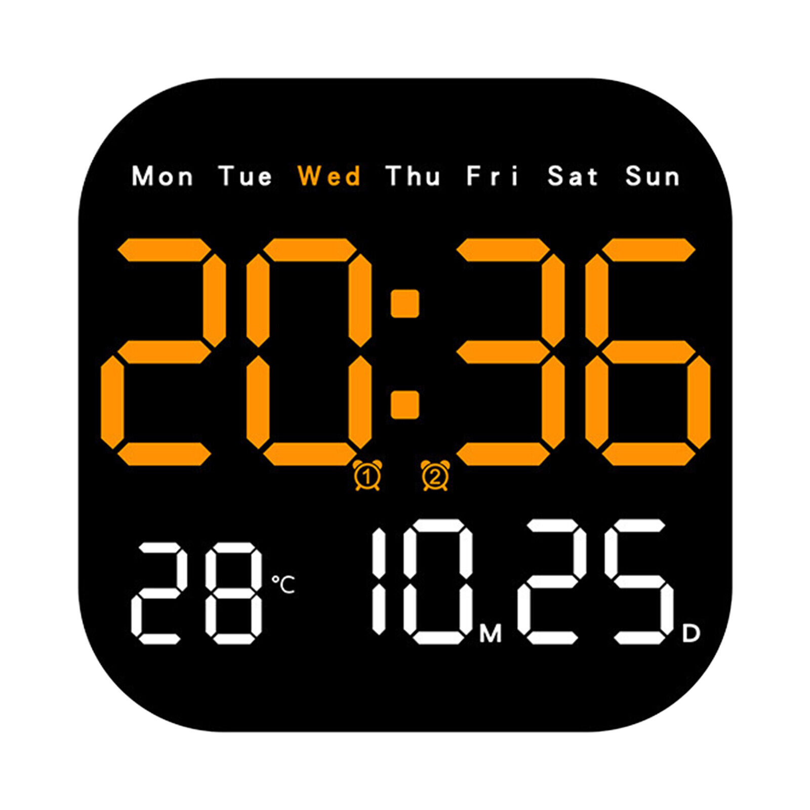 LED Large Digital Wall Clock Temperature Date Week + US Charger / Remote Control
