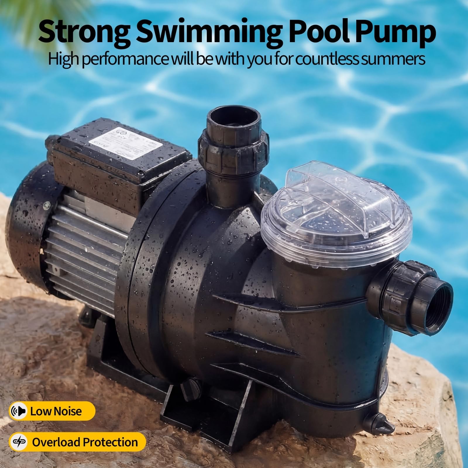 Garvee 1.5HP Swimming Pool Pump Filter Pump w/ Motor Strainer Filter Basket 115V