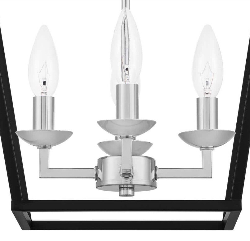 Home Decorators Collection Weyburn 4-Light Black/Chrome Semi-Flush Mount Light