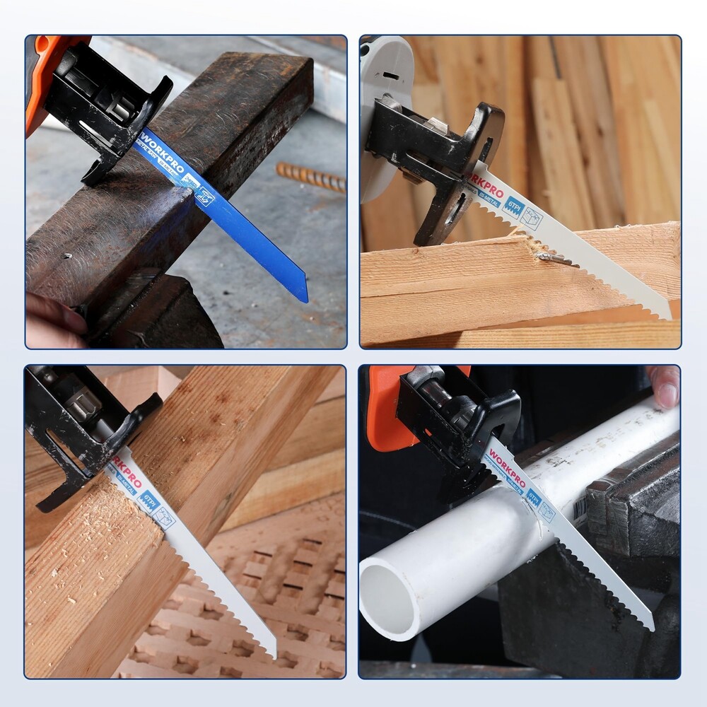 WORKPRO 10PCS Reciprocating Saw Blade Sets BIM Saw Blades for Metal Wood Cutting
