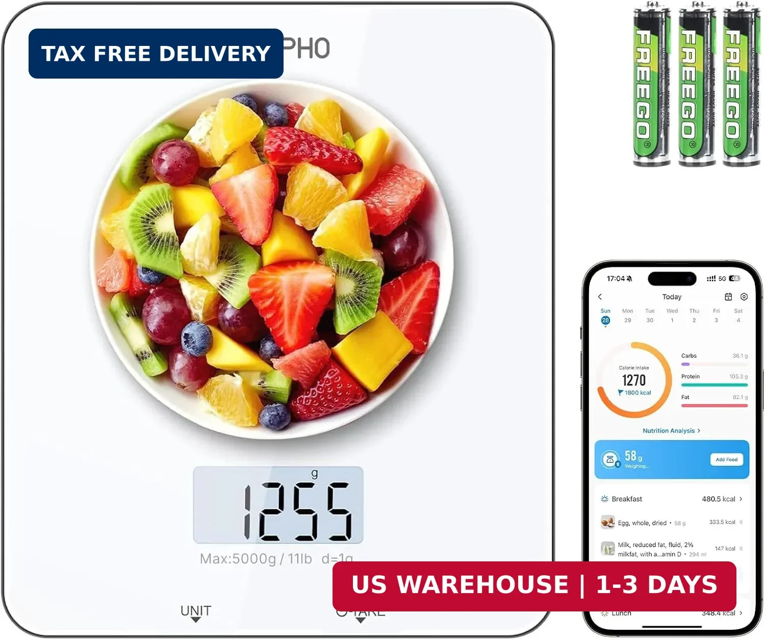 RENPHO Food Scale with Nutritional Calculator, Digital Kitchen Scale for Weight