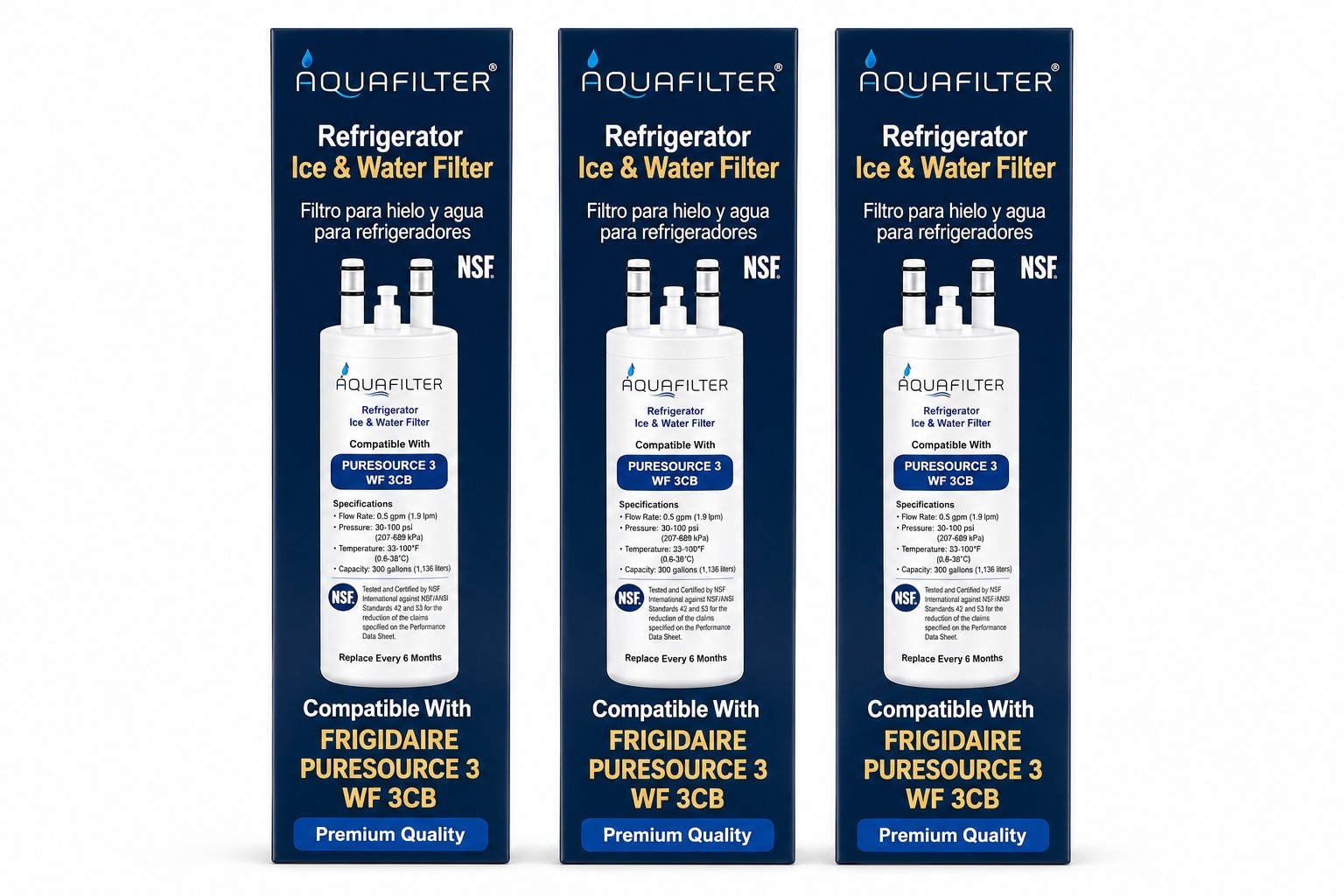 3 PACK For Frigidaire WF3CB Refrigerator PureSource 3 Water & Ice Filter