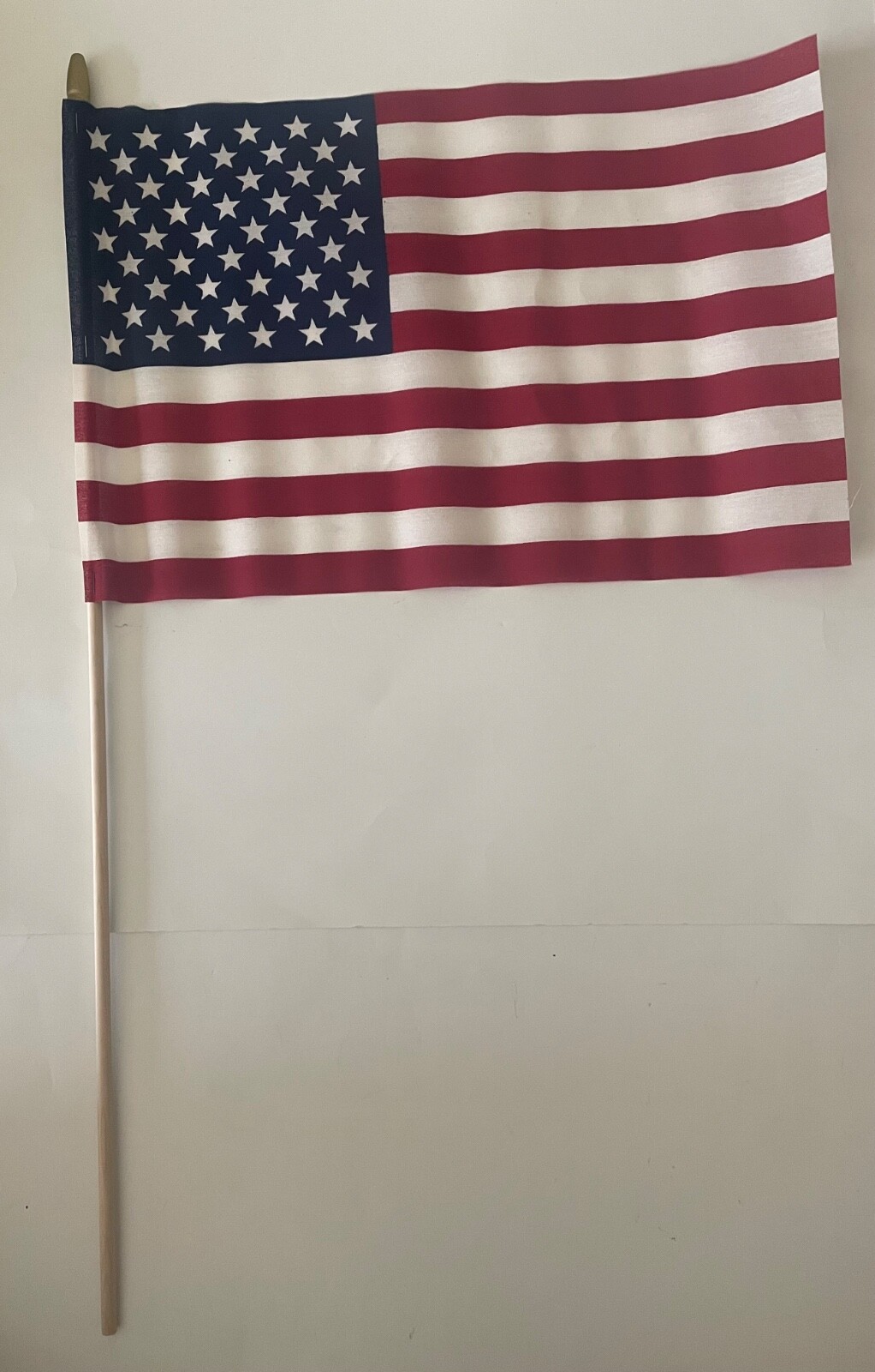 12 Pack – U.S. Flag American Flag Golden Spearhead 18’X12″ Made in USA 30″ Pole