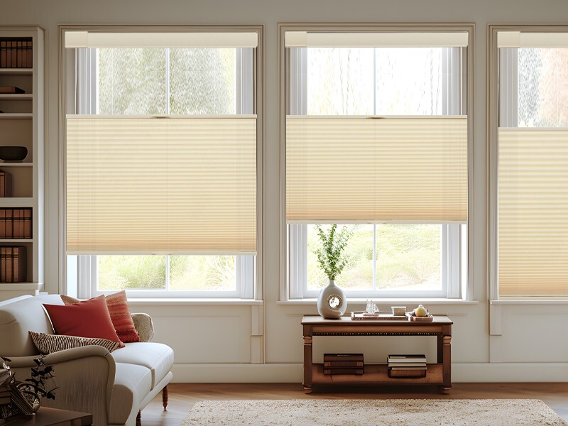 No-Screw Top-Down Bottom-Up Cellular Shades 1″ Light Filter Cordless Beige Blind