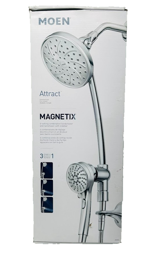 MOEN Attract Magnetix 6-Spray 6.75 in. Dual Wall Mount Fixed and Handheld Shower