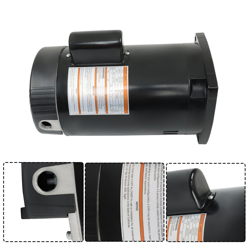 B2853 B2853V1 1HP 230/115V Single Speed Square Flange Pool Pump Motor