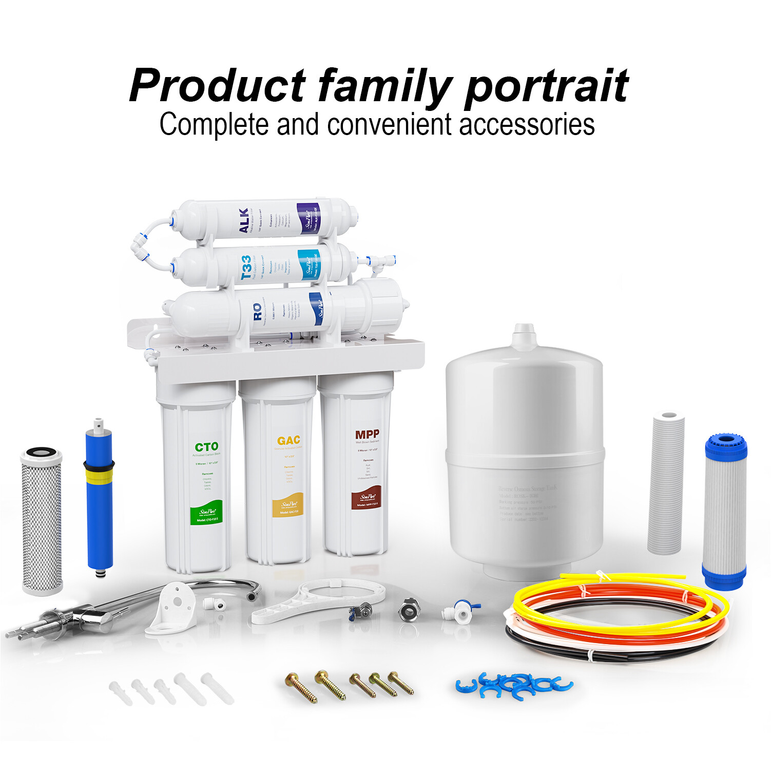 6 Stage 100GPD Alkaline RO Reverse Osmosis Drinking Water Filter System Purifier