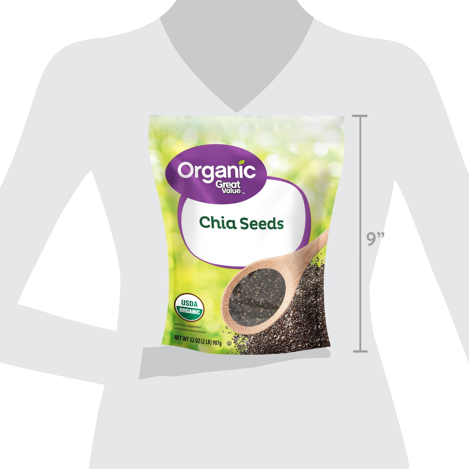 Great Value Organic Chia Seeds, 32 oz (907g) – USDA Organic, Gluten-Free