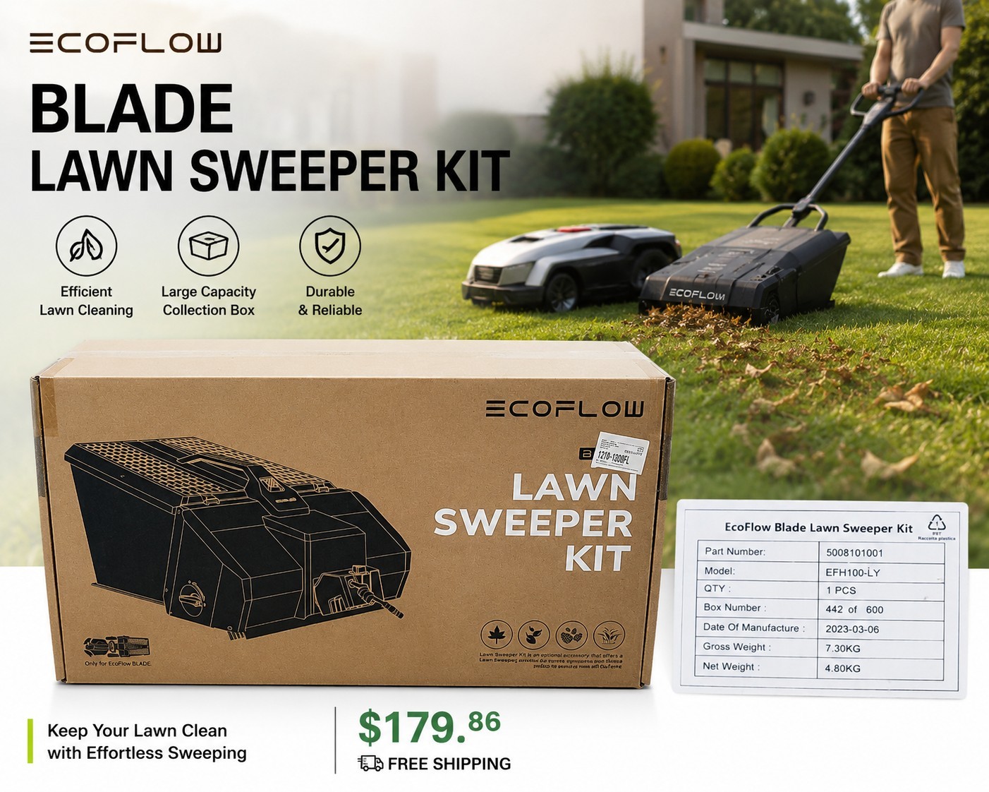 ECOFLOW BLADE LAWN SWEEPER KIT FOR ELECTRIC ROBOTIC LAWN MOWER