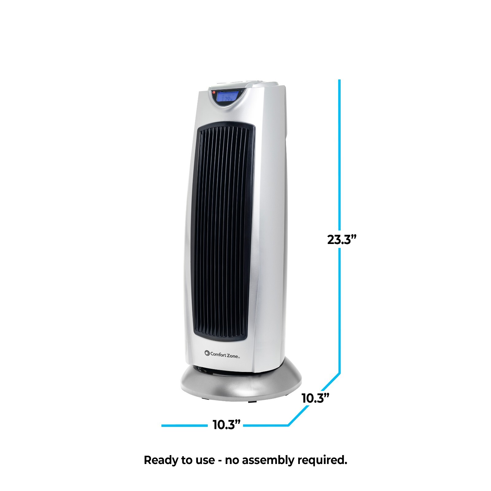 Comfort Zone Oscillating Digital Tower Space Heater with Remote Control