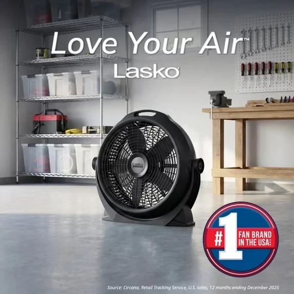 Lasko WindMachine 20″ Large Floor Fan, 3-Speed, Black, A20305