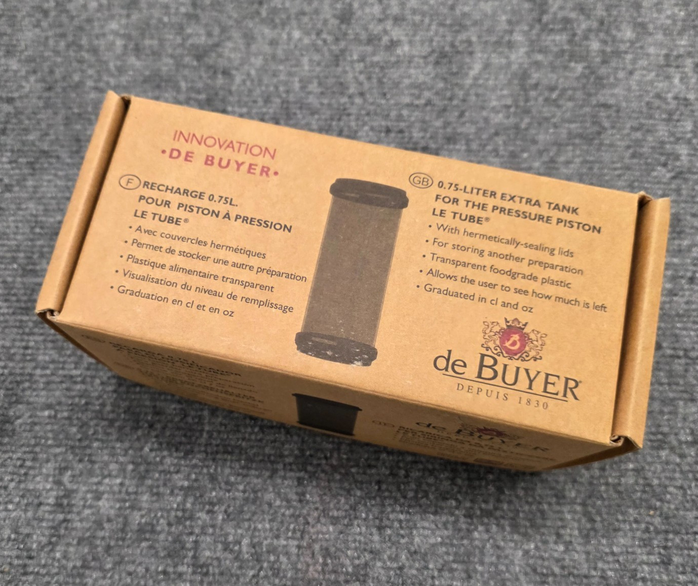 de Buyer Le Tube Extra Replacement Tank Cylinder for the Pressure Piston – NEW
