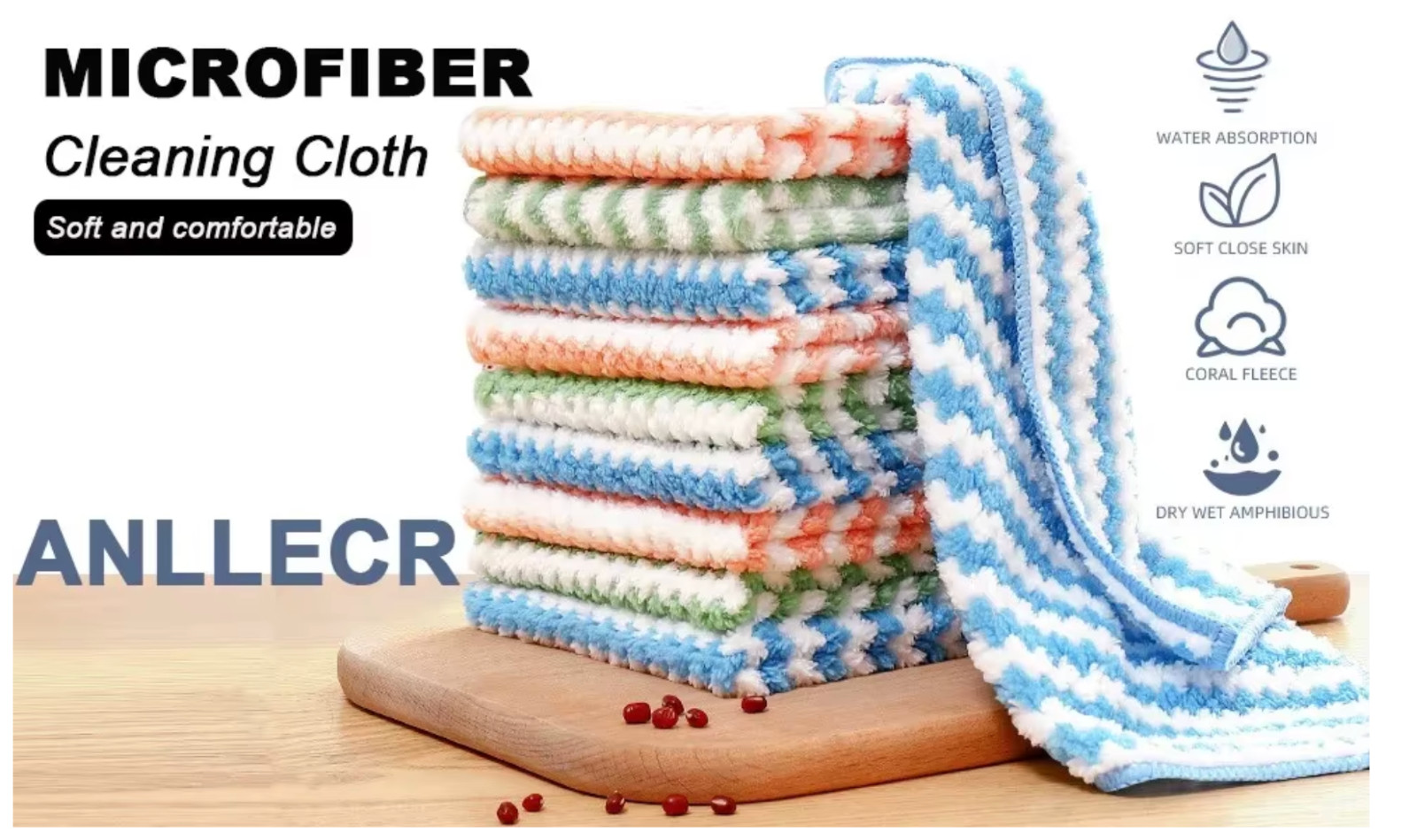 Microfiber Cleaning Cloth Absorbent Kitchen Washing Dish Rags Household Wipe