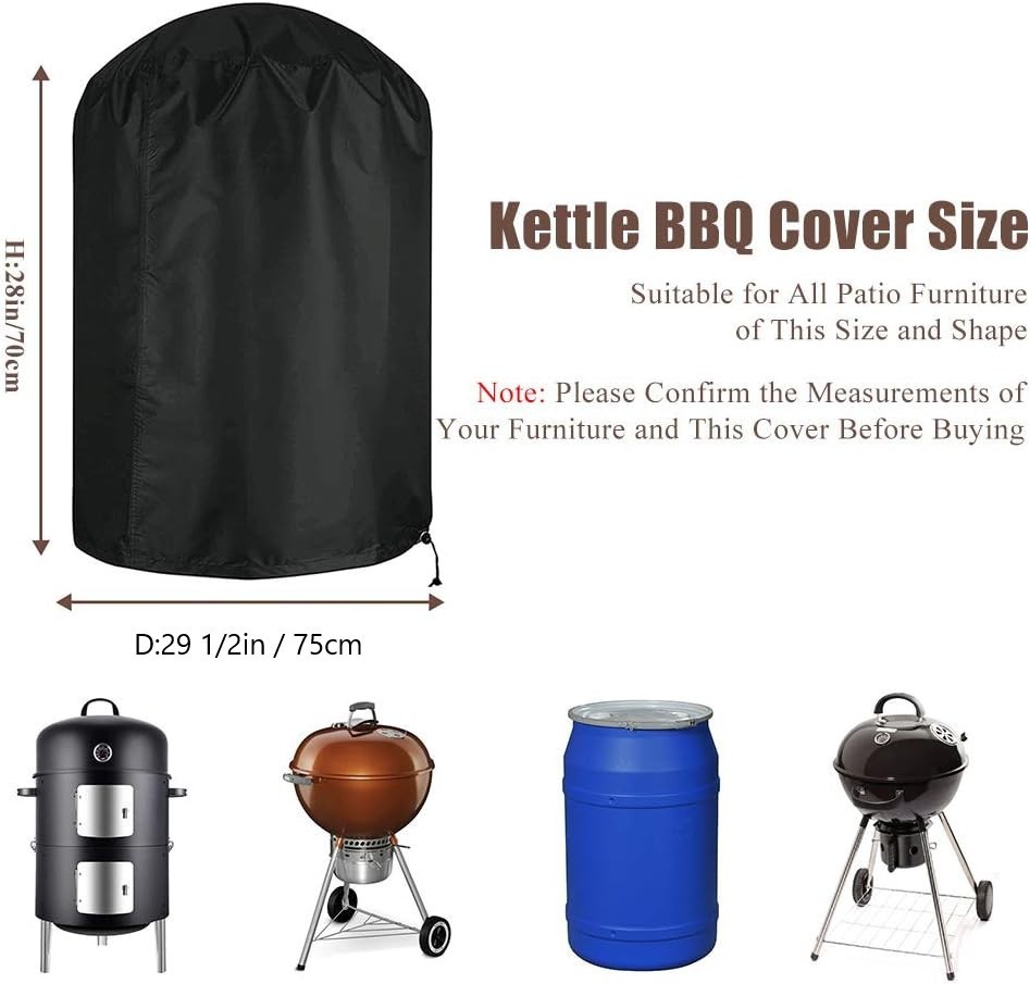 Lightweight BBQ Grill Cover Waterproof Outdoor Round Dust & Rain Protector 28×29