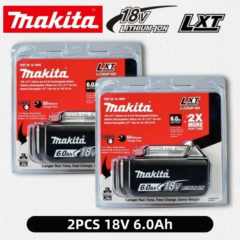 2 NEW Makita BL1860B-2 18V LXT Lithium-Ion 6.0 Ah Battery – USA SHIP