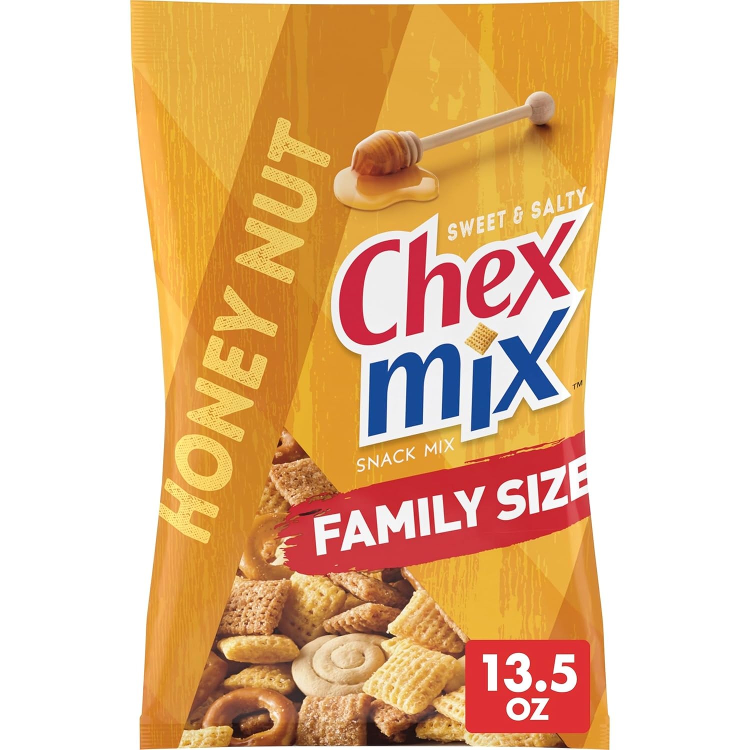 Chex Mix Honey Nut Snack Mix, Sweet and Salty Snack Bag, Family Size, 13.5 oz