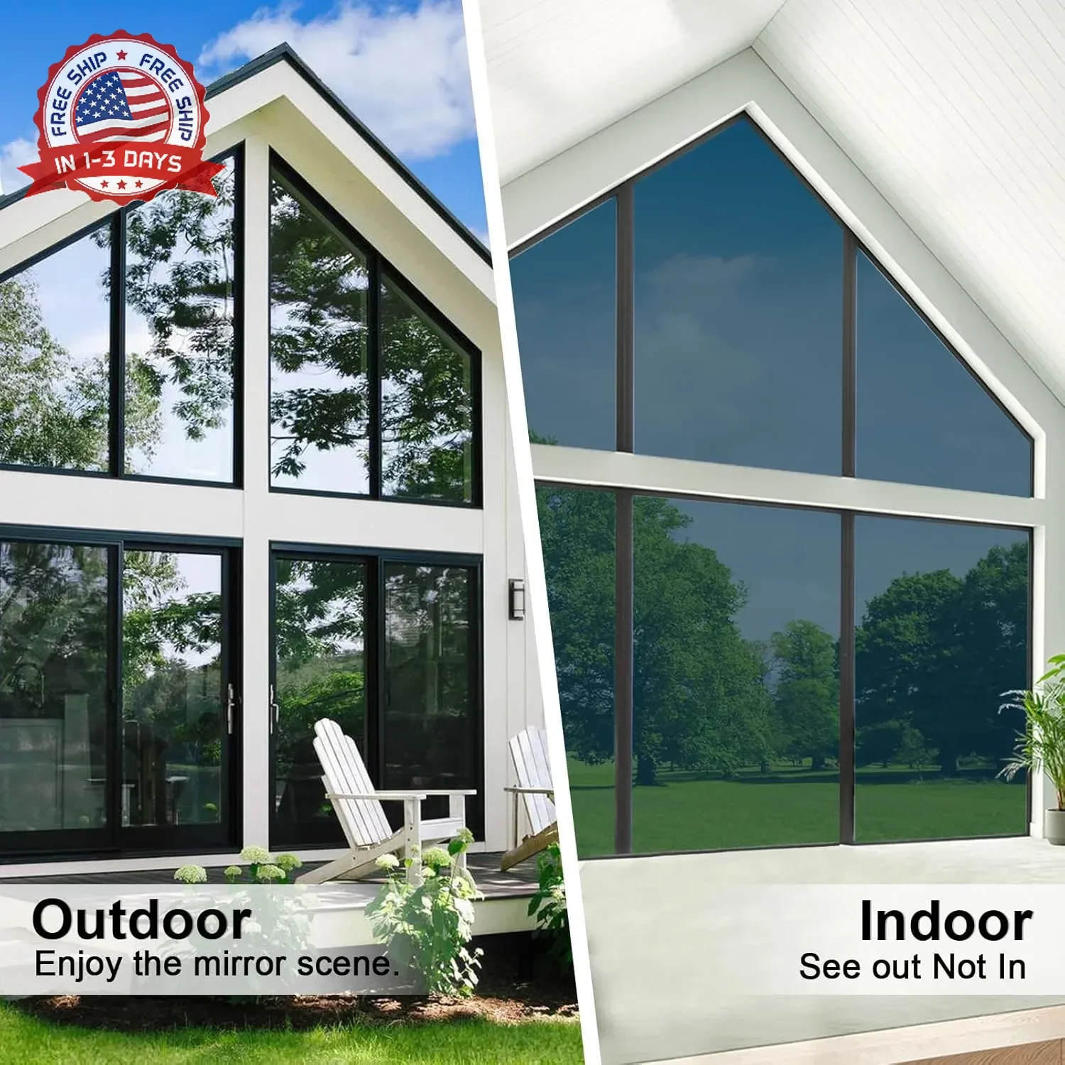 One Way Privacy Window Film,Sun Blocking Window Film with 3 Tools, Heat & UV Blo