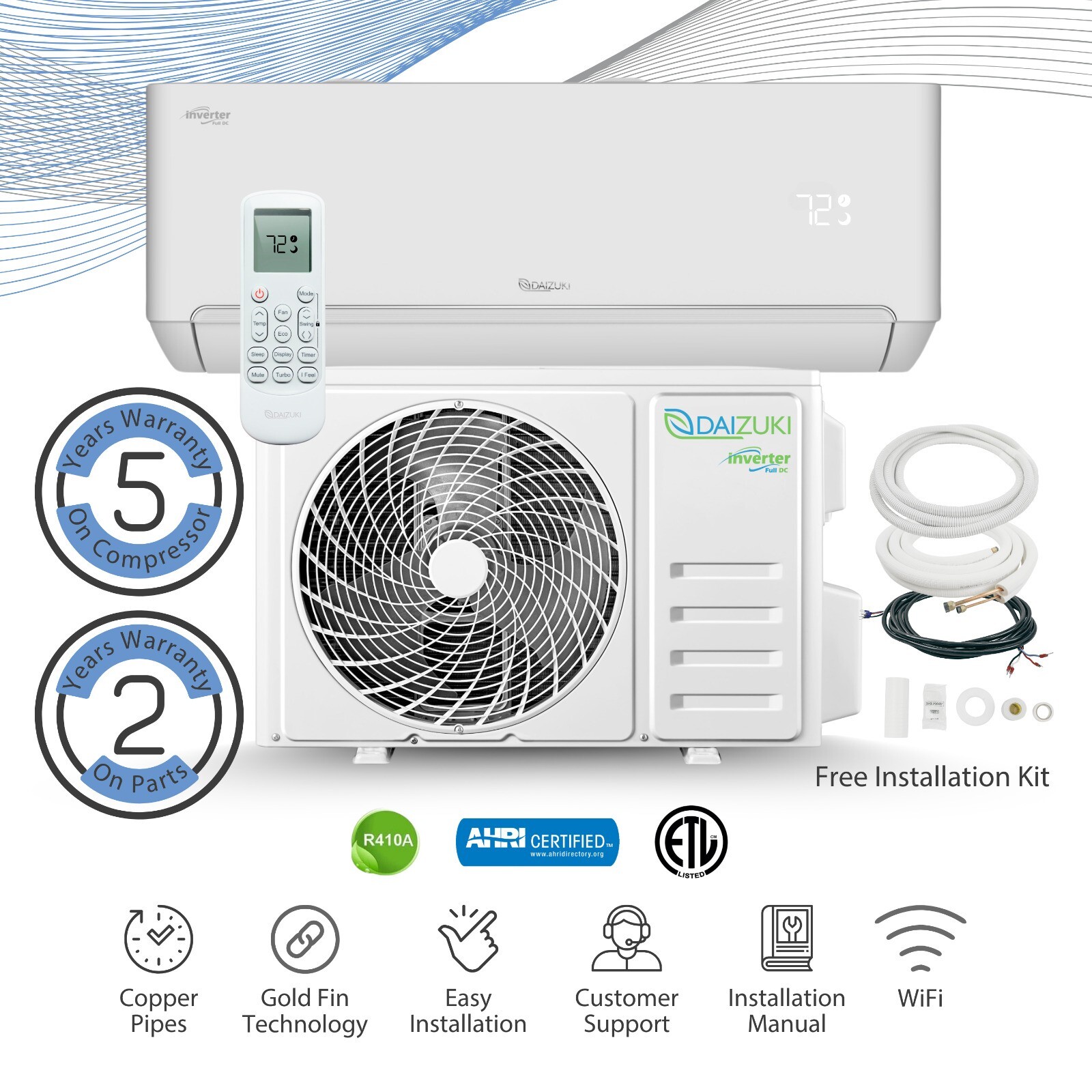 12000 BTU Air Conditioner Mini Split 19 SEER2 INVERTER Ductless Heat Pump 220V
