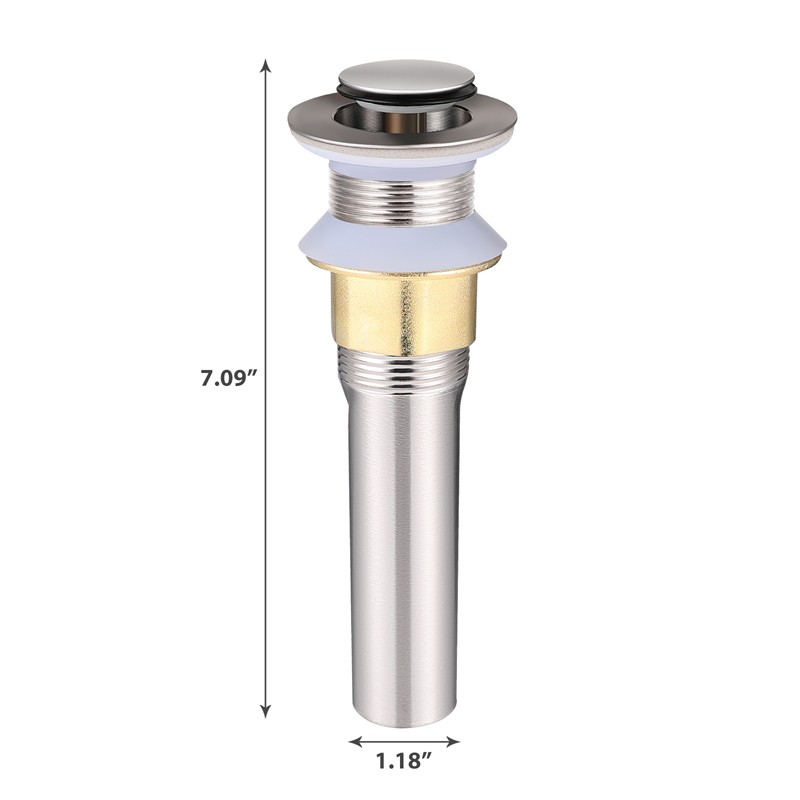 New Bathroom Pop Up Drain Vessel Basin Sink Stopper Brushed Nickel No Overflow