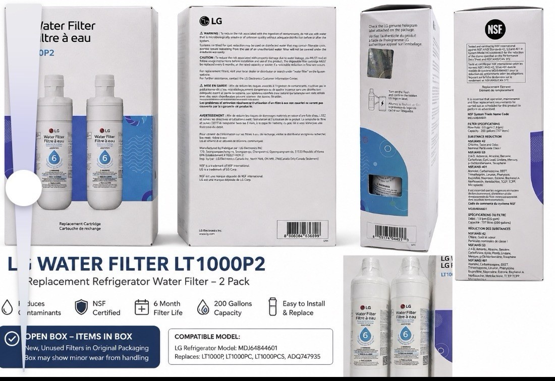 LG LT1000P2 6-Month / 200 Gallon Refrigerator Replacement Water Filter (2 PACK)