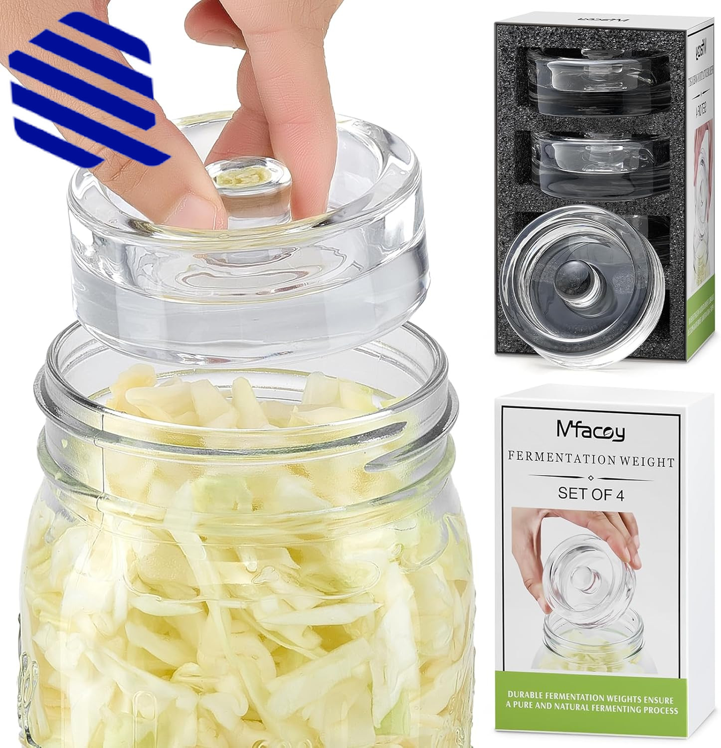 4 Pack of Fermentation Glass Weights with Easy Grip Handle for Great Wide Mouth