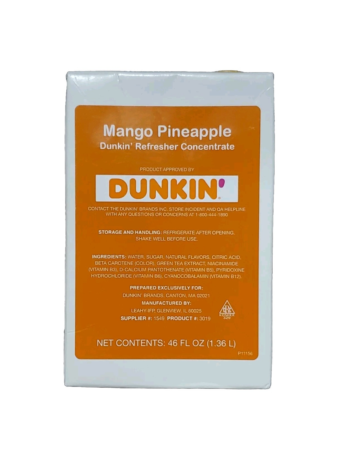 DUNKIN’ DONUTS MANGO PINEAPPLE REFRESHER CONCENTRATE EXP AUG RELIABLE SELLER