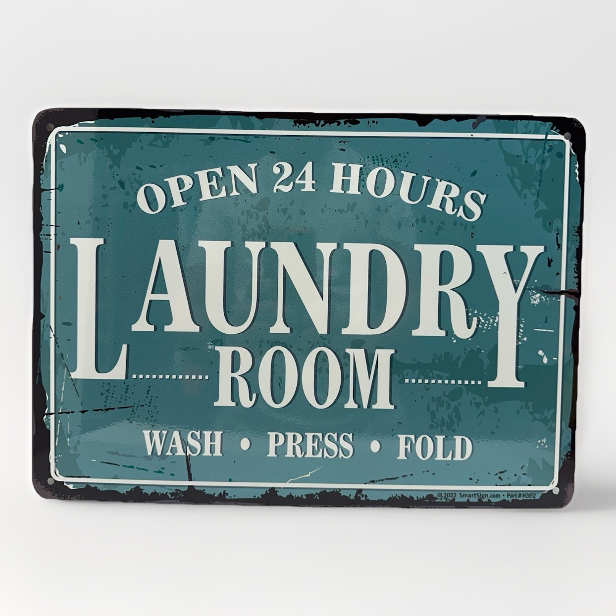 Laundry Room Sign Open 24 Hours Self Service Wash Press Fold Size 10×14 New