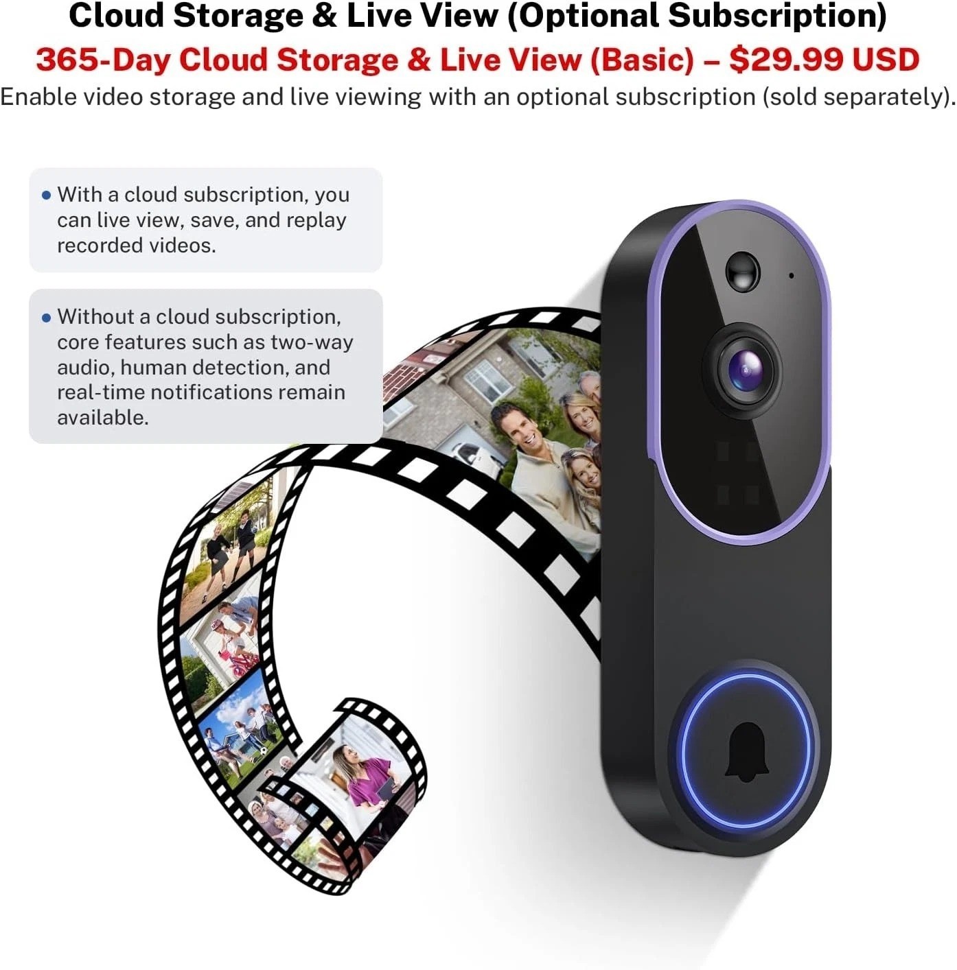 WiFi Ring Doorbell 1080P HD Security Camera Wireless Door Bell Camera With Chime