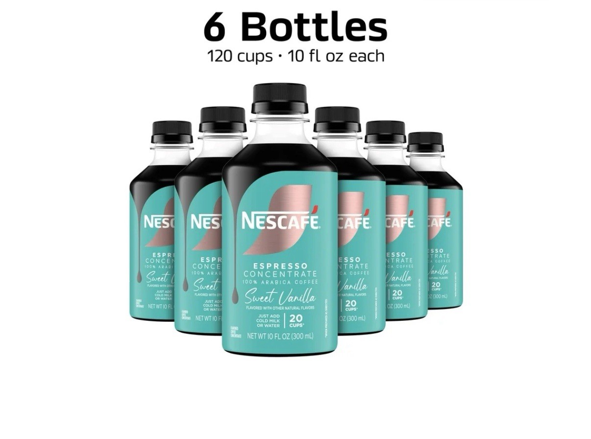 (6 pack) NESCAFÉ Espresso Concentrate, Sweet Vanilla, Instant Coffee, 10 fl oz